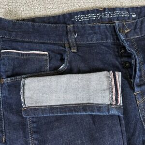Minimum Men's 36x30 Karl Selvedge Straight Leg Button Fly Blue Jeans